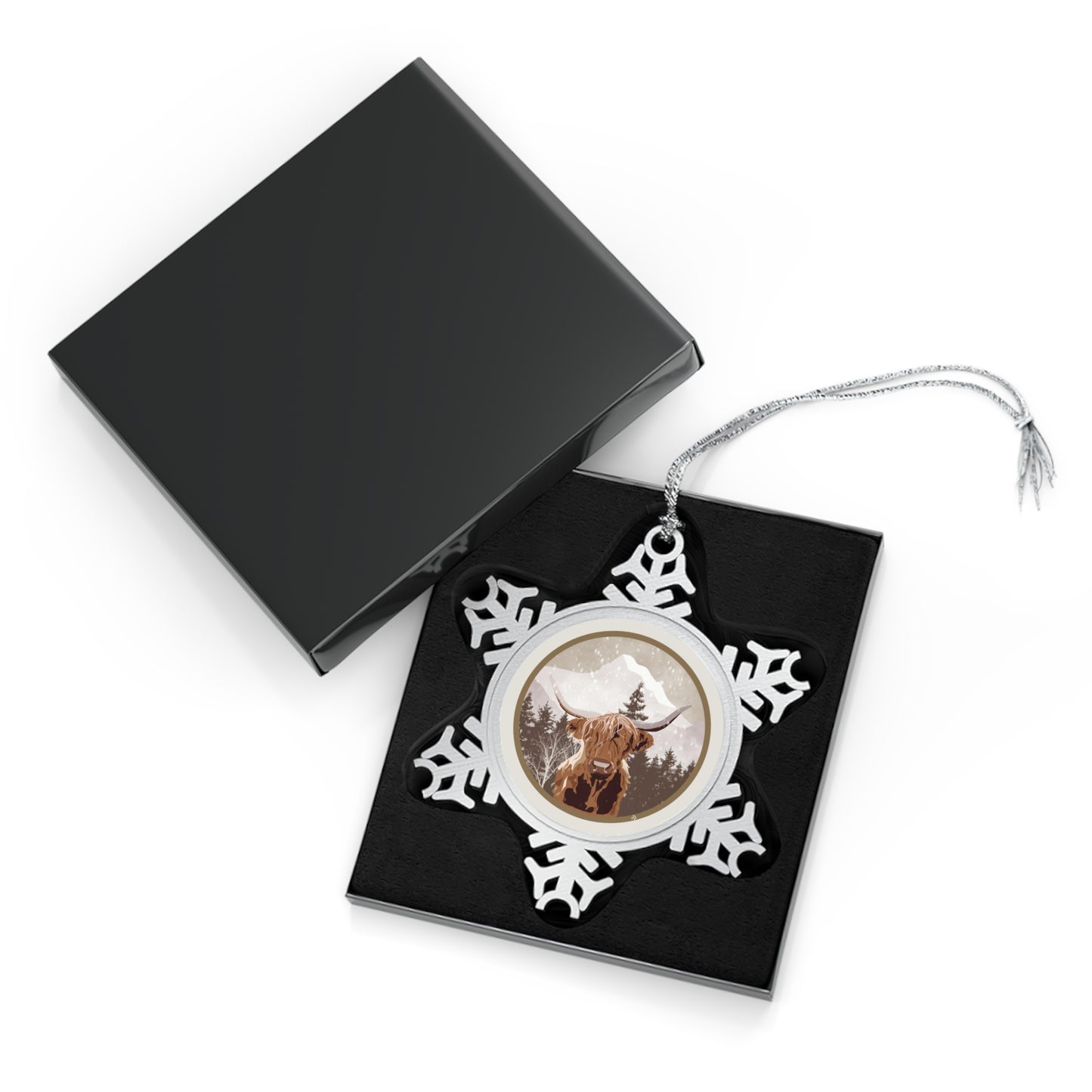 Pewter Snowflake Ornament - Highlander Cow