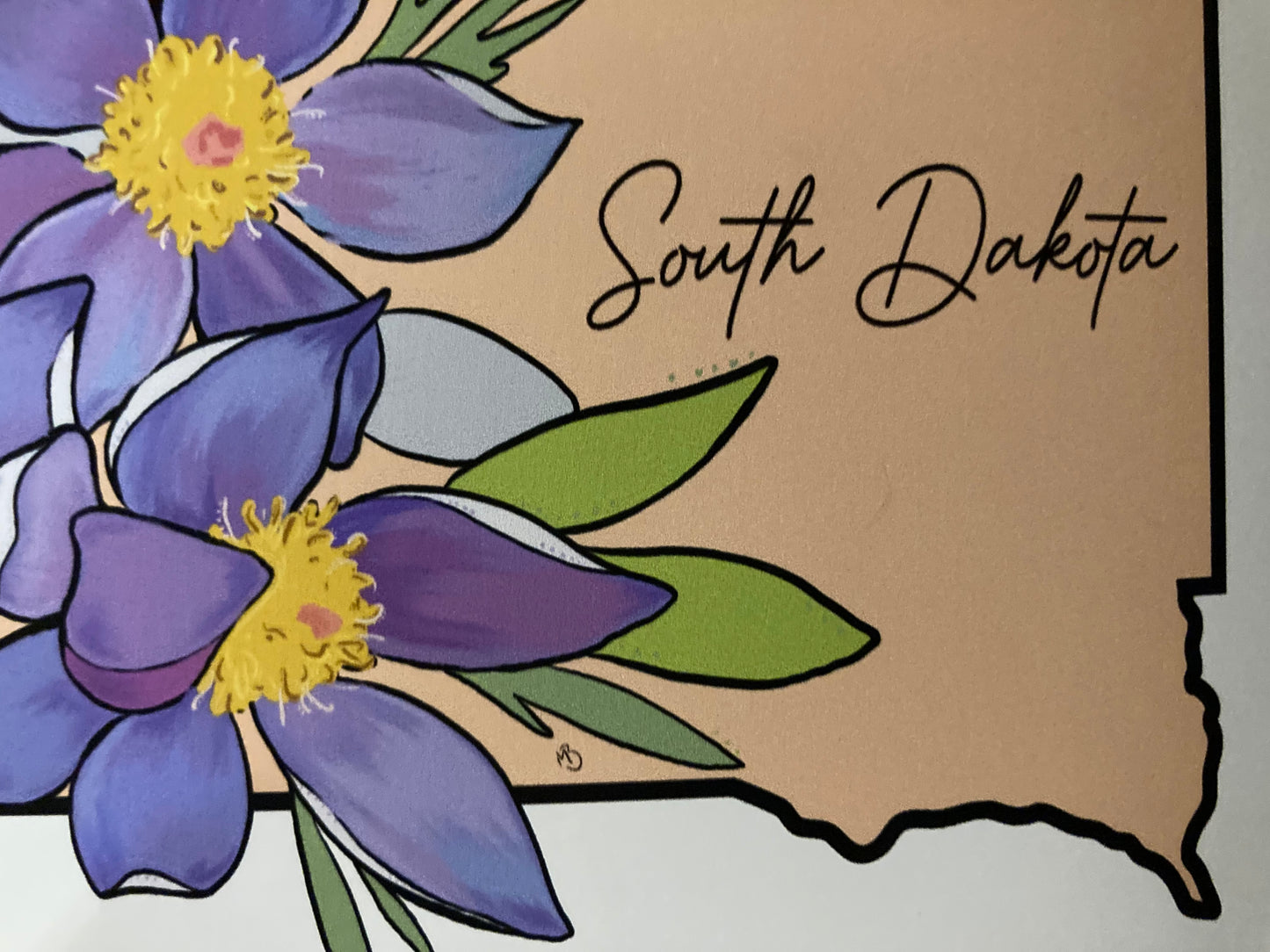 South Dakota Flower Print