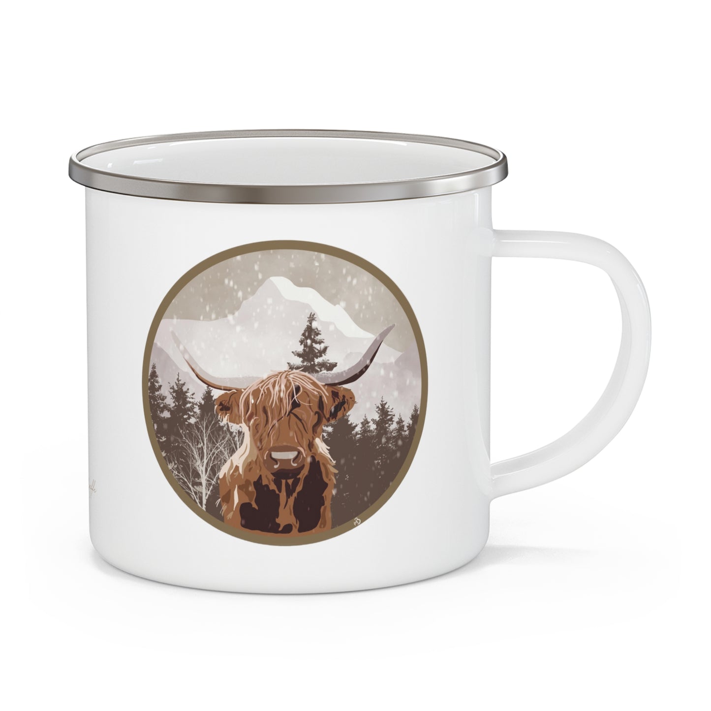 Highlander Cow Enamel Camping Mug