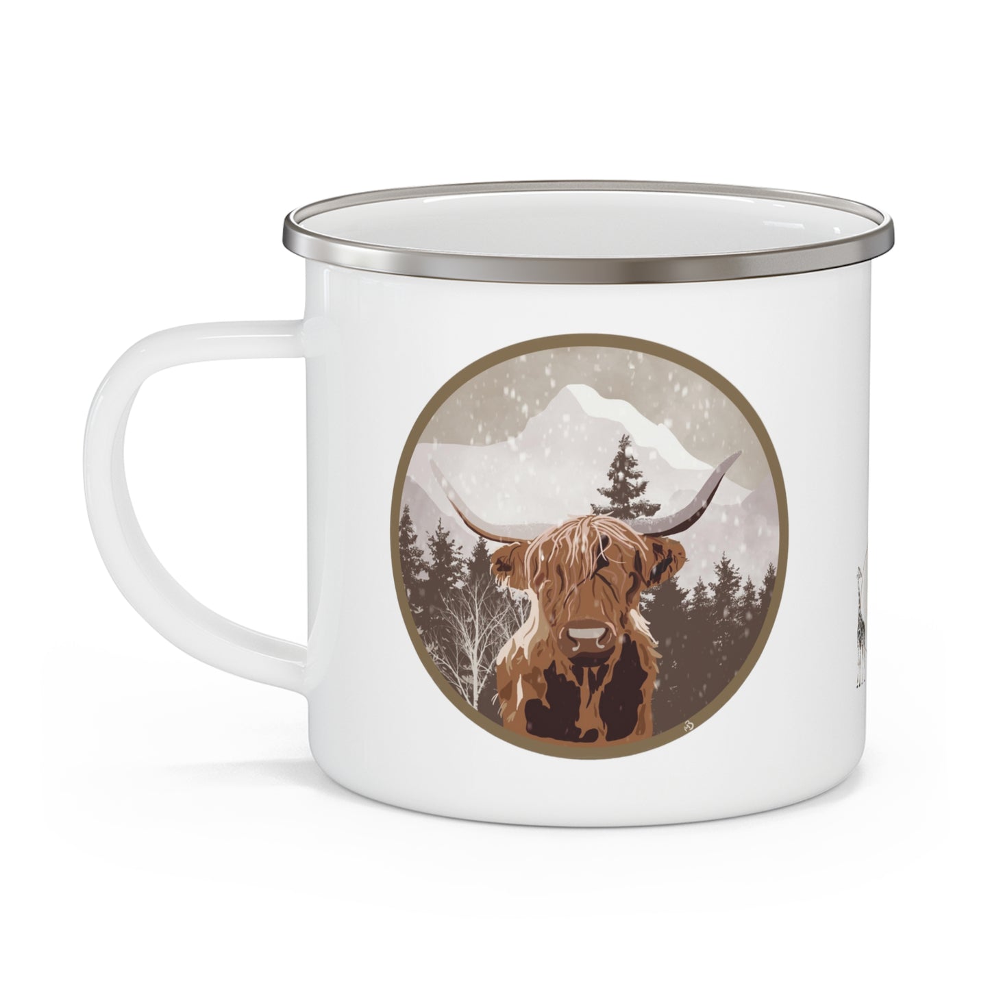 Highlander Cow Enamel Camping Mug