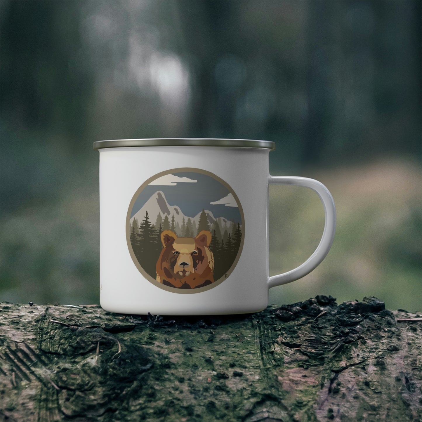 Bear Enamel Camping Mug